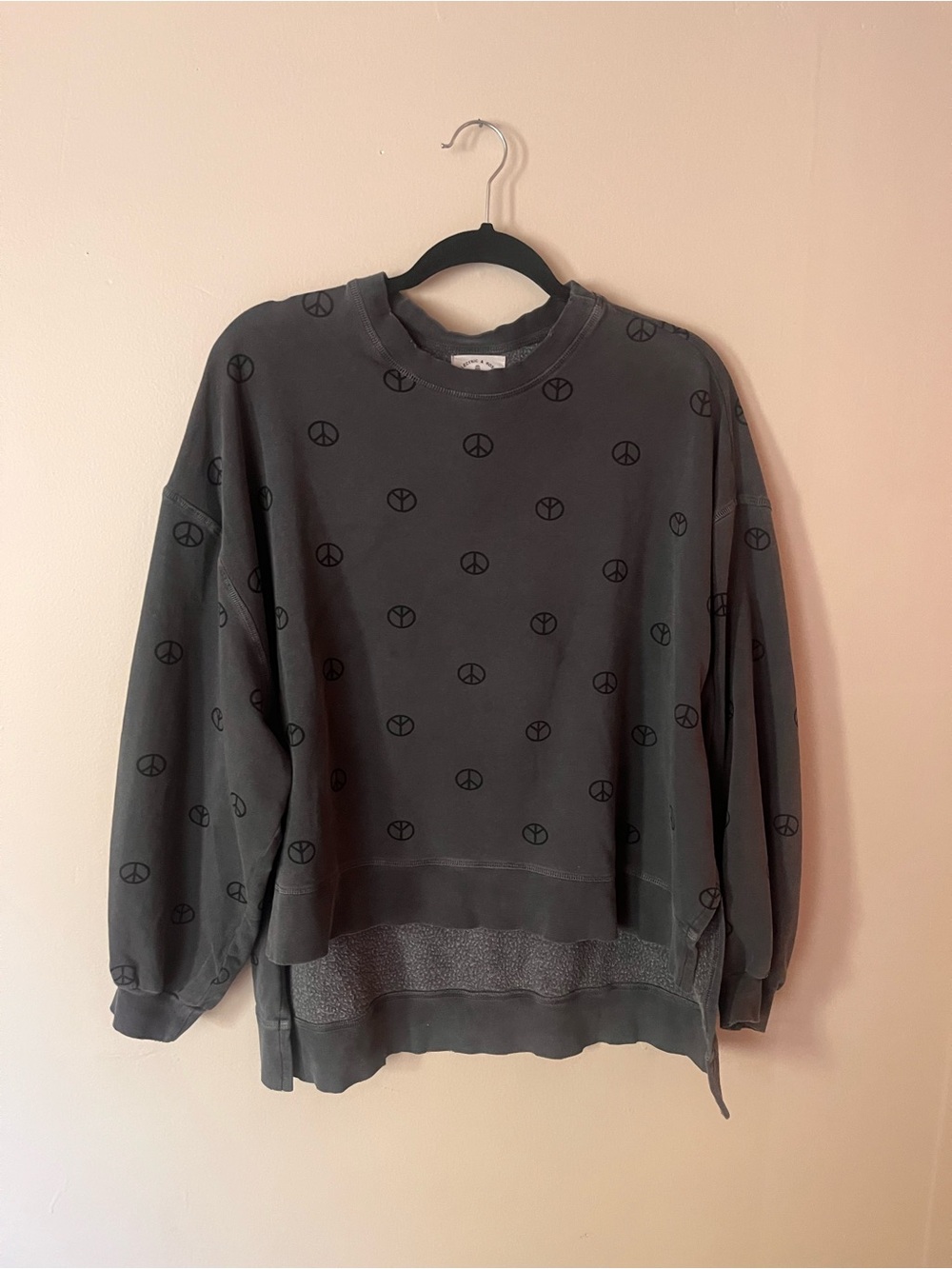 Electric & Rose Charcoal Gray Peace Sign Crewneck Sweatshirt